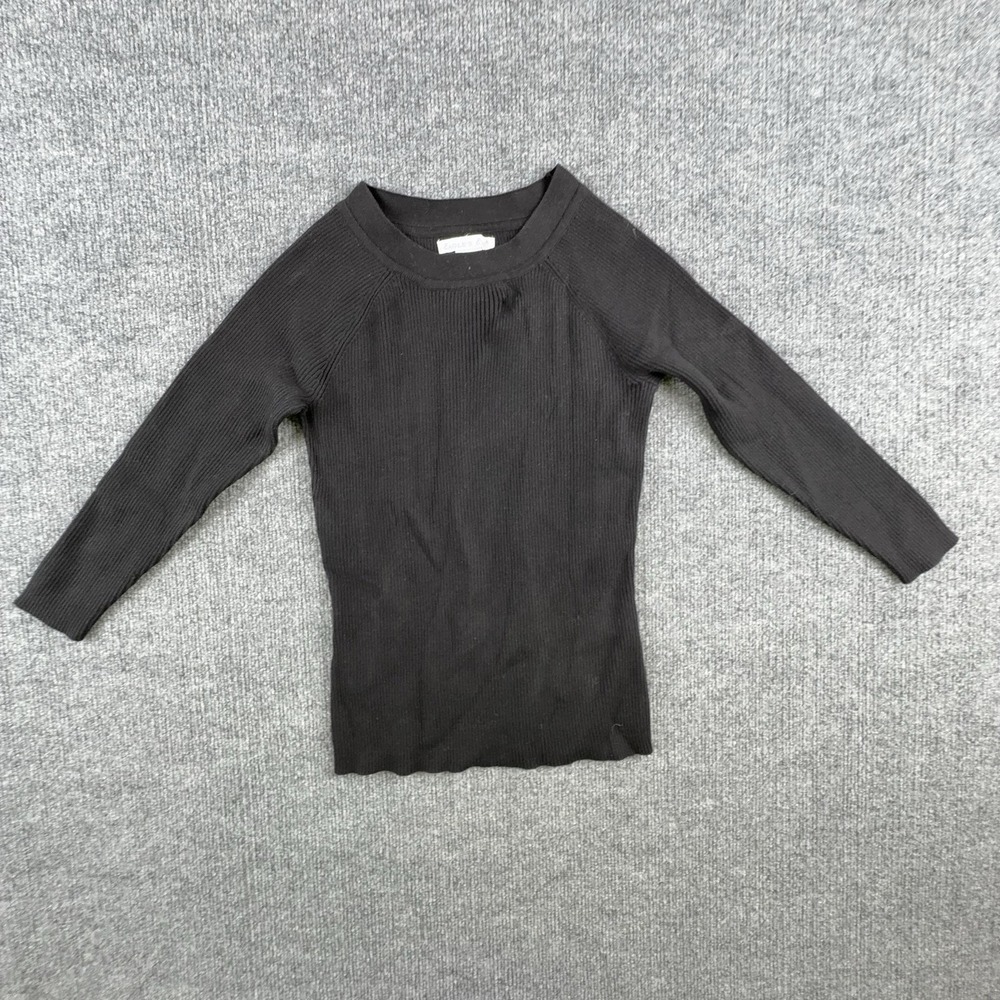 Vintage Eagle's Eye Sweater Womens Small Black Ribbed Crew Neck Knit Pullover